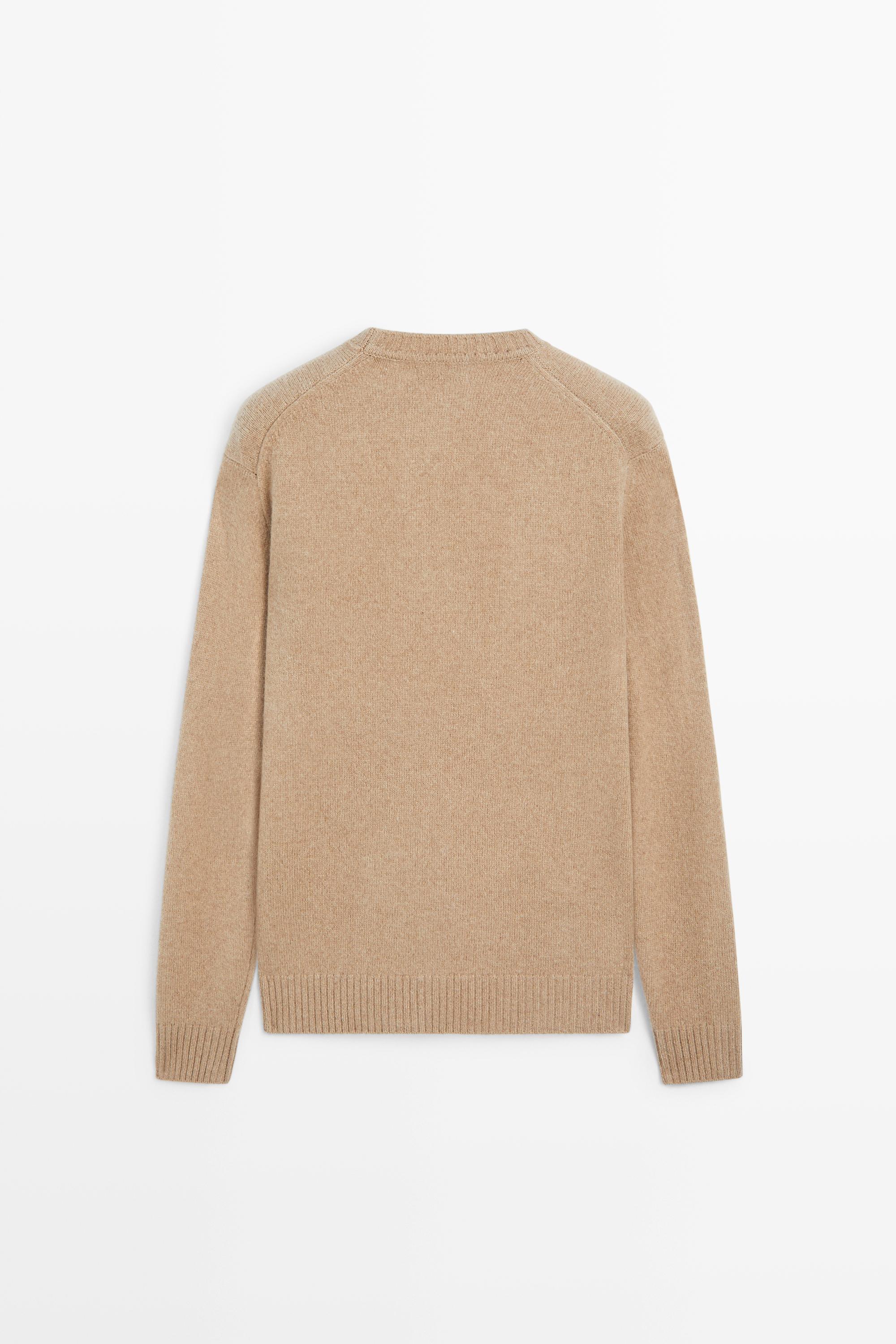 Wool blend round neck knit sweater